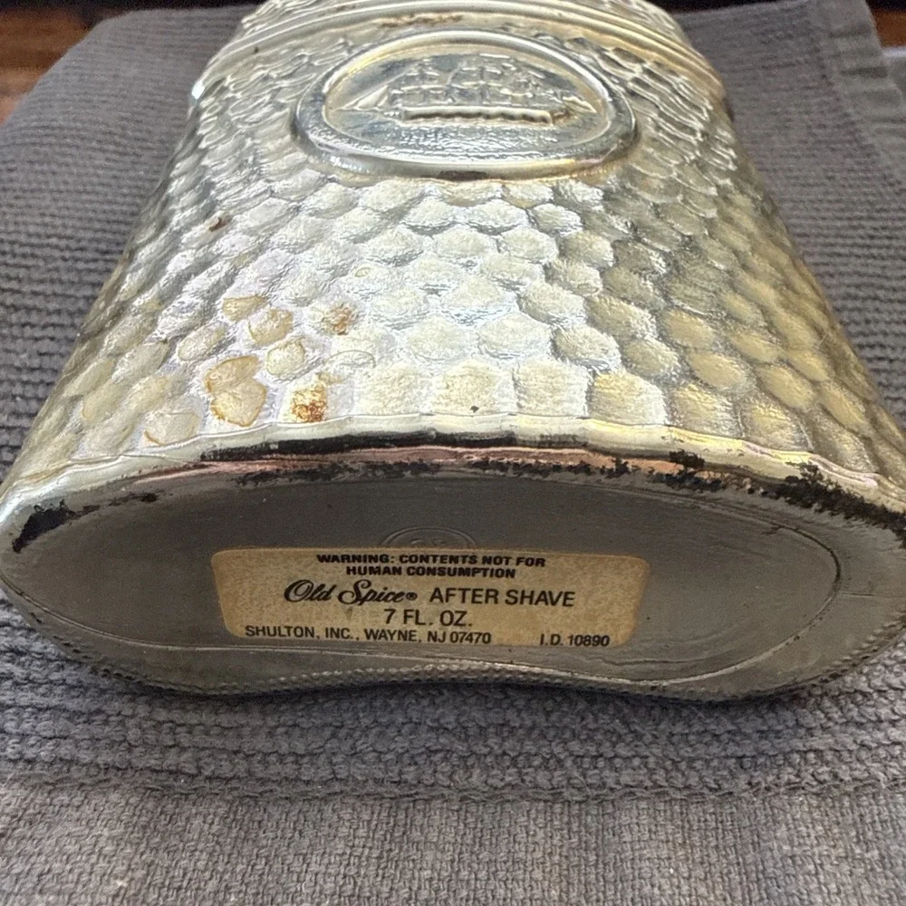 Vintage‎ Old Spice Admiral's Flask After Shave Cologne Empty Silver Bottle w/lid